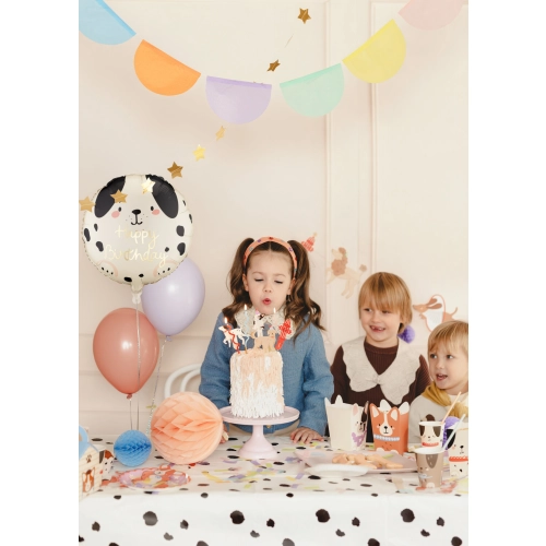 Foli balon Happy Birthday psić, kremasto-crni 35 × 35 cm