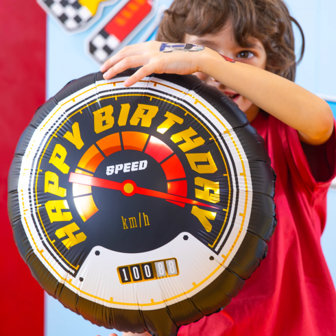 Fóliový balón Happy Birthday Race On na párty