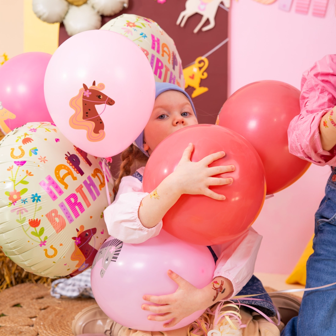 Happy Birthday fólia lufi lovakkal, 45 cm