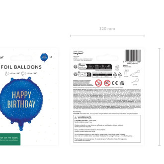 Fóliový balón Happy Birthday tmavomodrý 35×35 cm