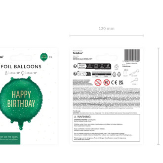 Fóliový balón Happy Birthday tmavozelený 35x35 cm