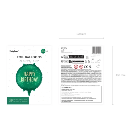 Balon folie Happy Birthday verde închis 35x35 cm