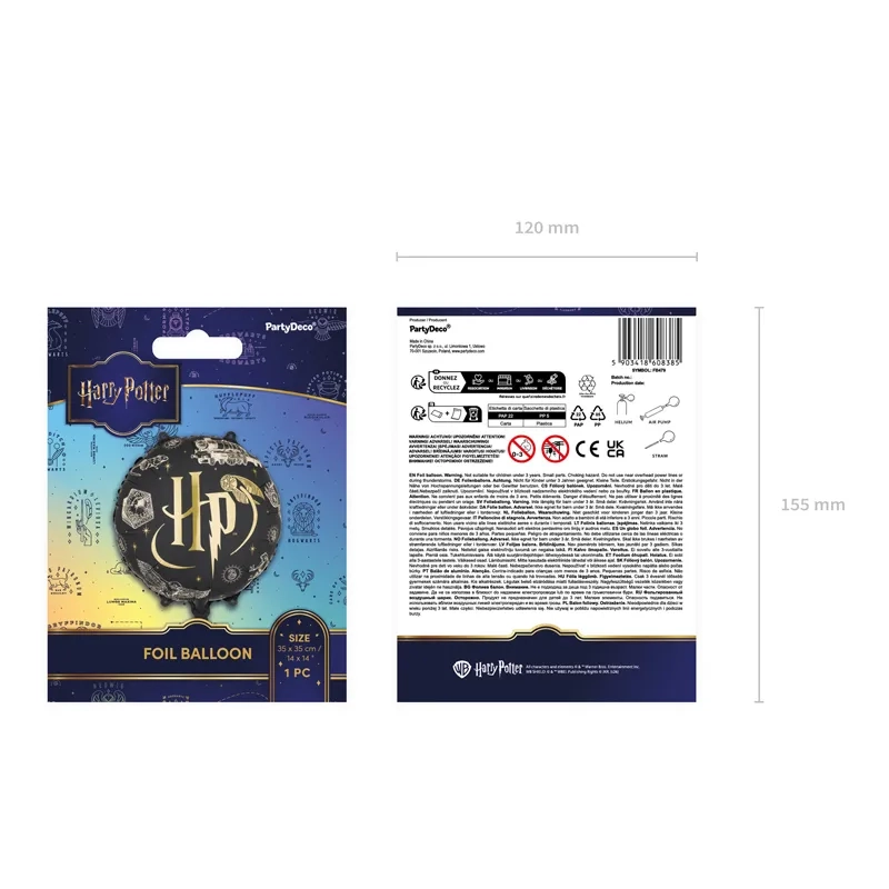 Balon din folie Harry Potter HP, negru, 35 cm