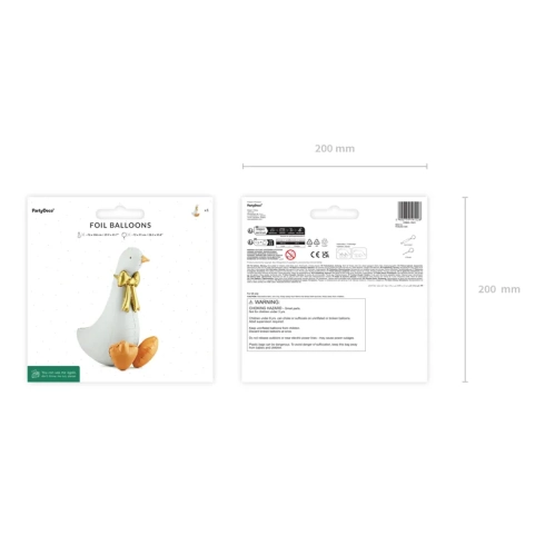 Foli balon guska bijela sa zlatom mašnom