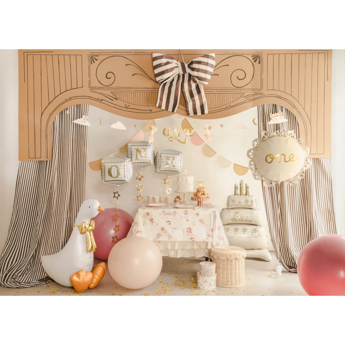 Fólia lufi fehér liba arany masnival