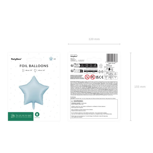 Folijski balon zvezda 48 cm mat modro megličasto modra