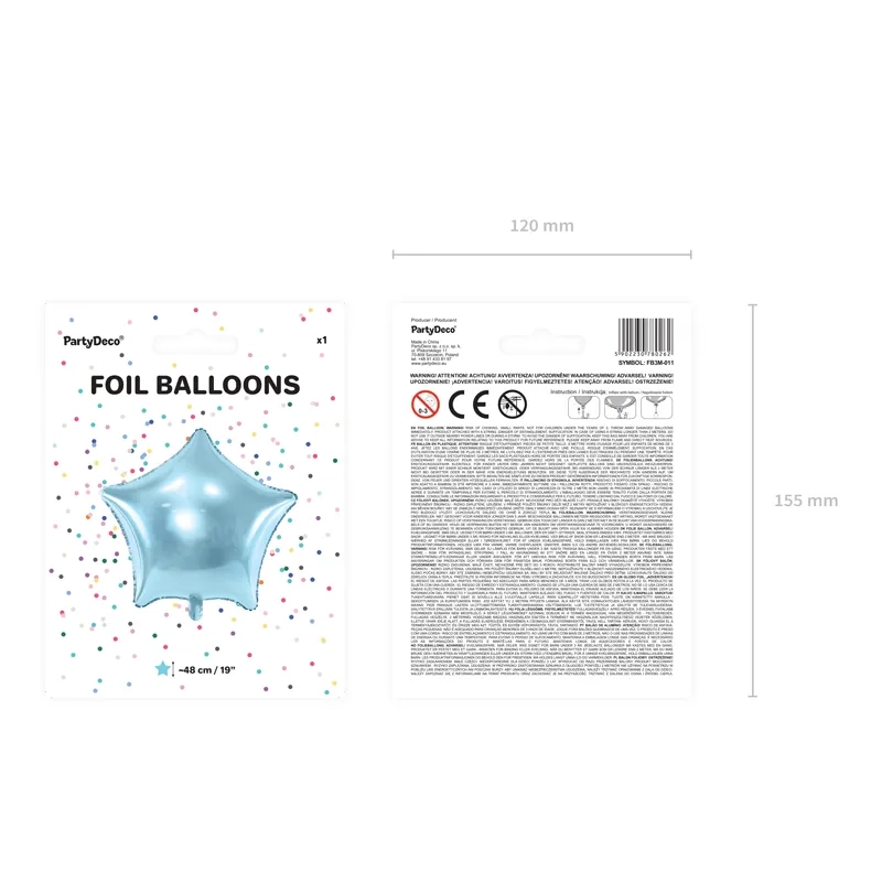 Balon folie stea 48 cm – metalic albastru deschis