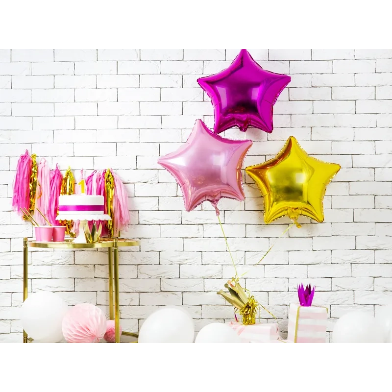 Balon folie în formă de stea 48 cm – roz deschis metalizat