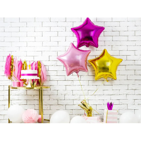 Fólia lufi csillag 48 cm – világos rózsaszín metál
