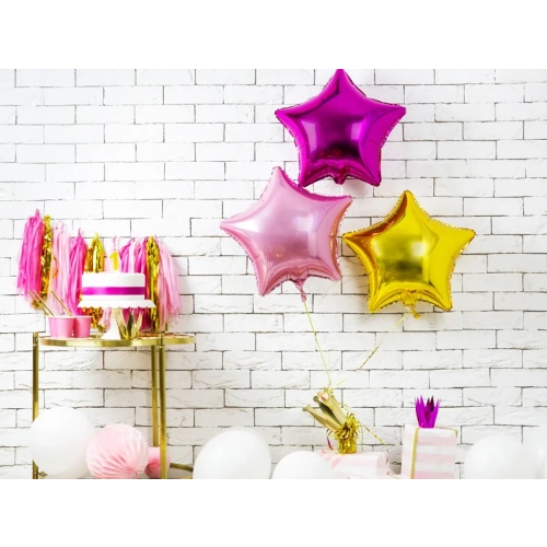 Fóliový balón hviezda 48 cm – svetloružový metalický