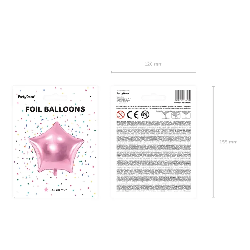 Balon folie în formă de stea 48 cm – roz deschis metalizat