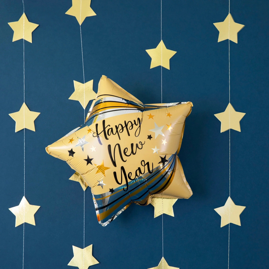 Folijski balon zvijezda Happy New Year mat zlatni