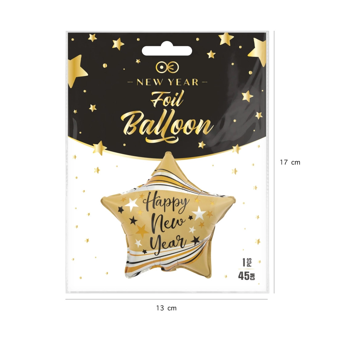 Folijski balon zvijezda Happy New Year mat zlatni