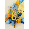 Palloncino foil a stella Minions con nappine decorative, mix di colori