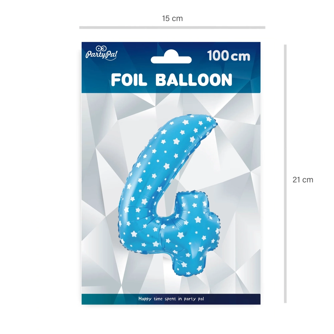 Folijski balon z zvezdicami številka 4 moder 100 cm