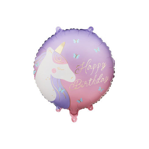 Fóliový balón Jednorožec Happy Birthday 35×35 cm