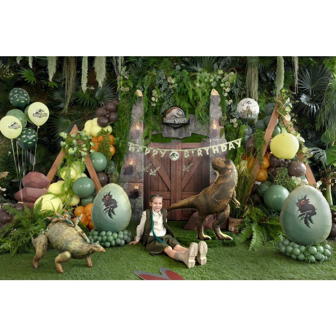 Palloncino in foil Jurassic World con logo, mix di colori