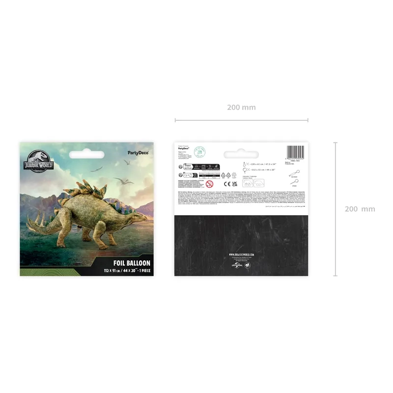Jurassic World Stegosaurus álló fólia lufi zöld-barna