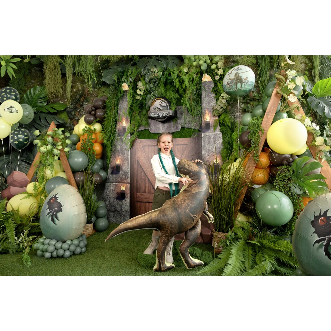 Palloncino in alluminio Jurassic World T-Rex marrone