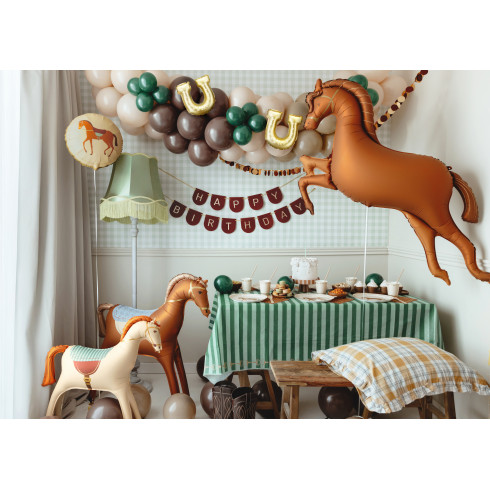 Folijski balon konj rjav 125x100 cm – za zrak in helij