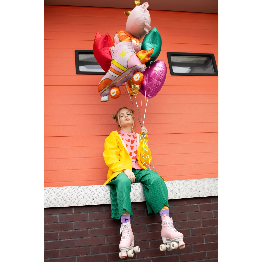 Fólia lufi Rózsaszín korcsolya, 74x51 cm – party dekoráció