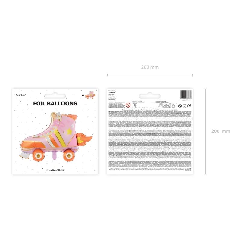 Fólia lufi Rózsaszín korcsolya, 74x51 cm – party dekoráció