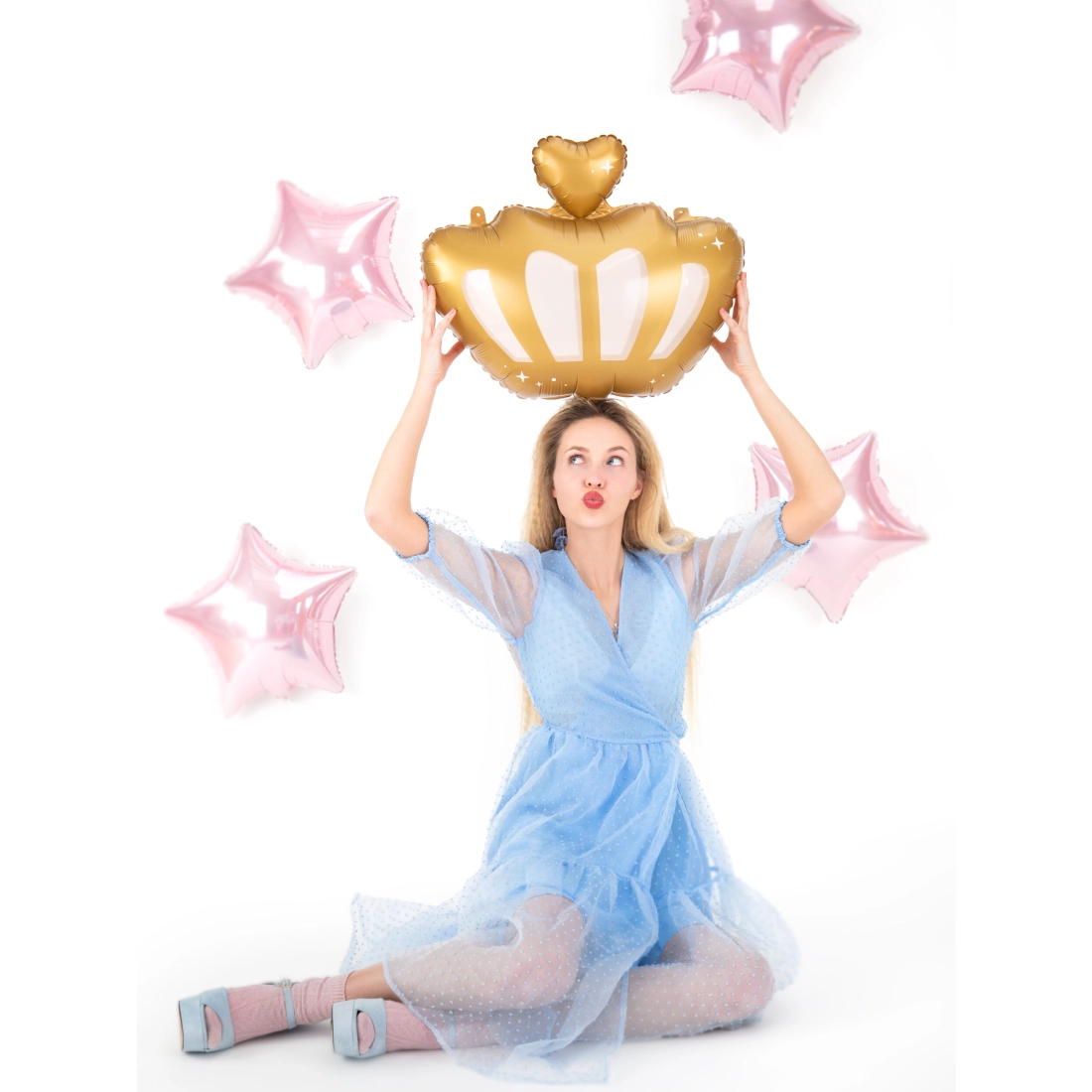 Balon folie coroană auriu 52x42 cm – decorațiune pentru petrecere