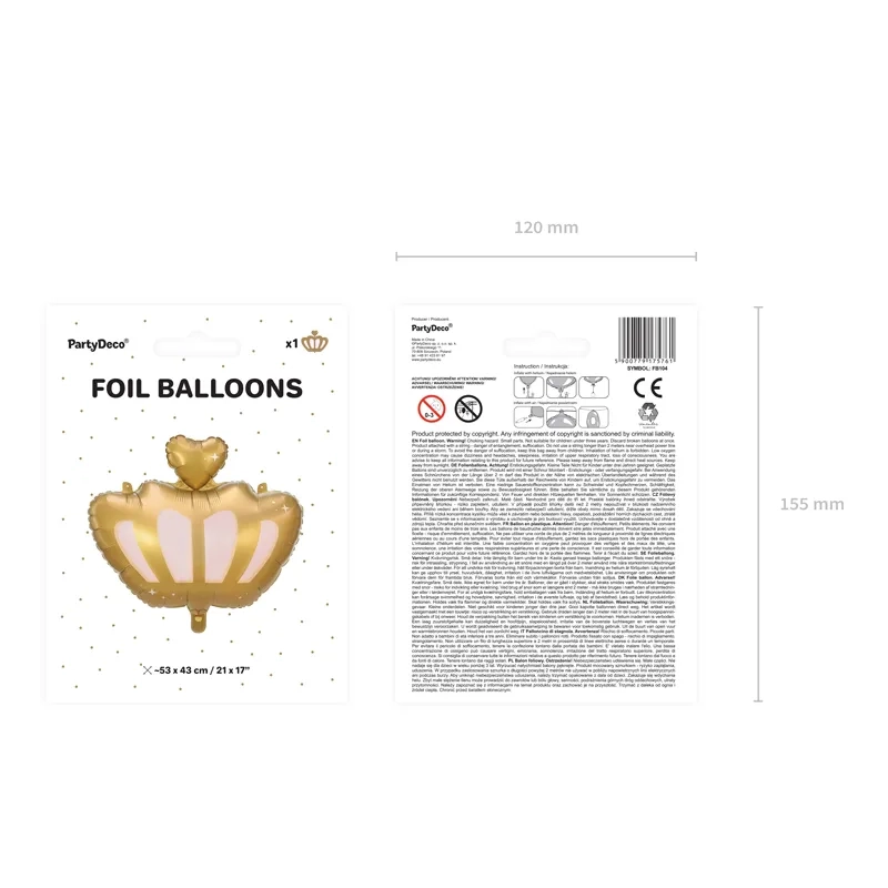 Balon folie coroană auriu 52x42 cm – decorațiune pentru petrecere