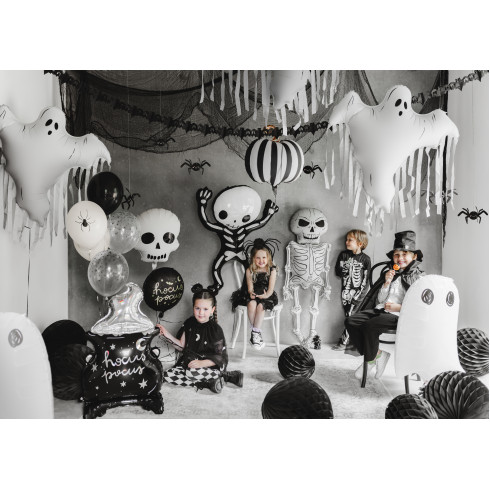 Folijski balon okostnjak črn 84x100 cm – dekoracija za noč čarovnic