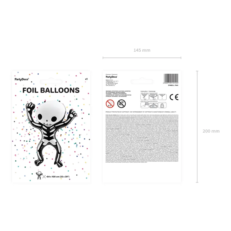 Balon folie schelet negru 84x100 cm – decorațiune de Halloween