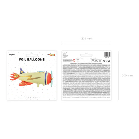 Folijski balon Letalo 91x39 cm – barvito mat za zabavo