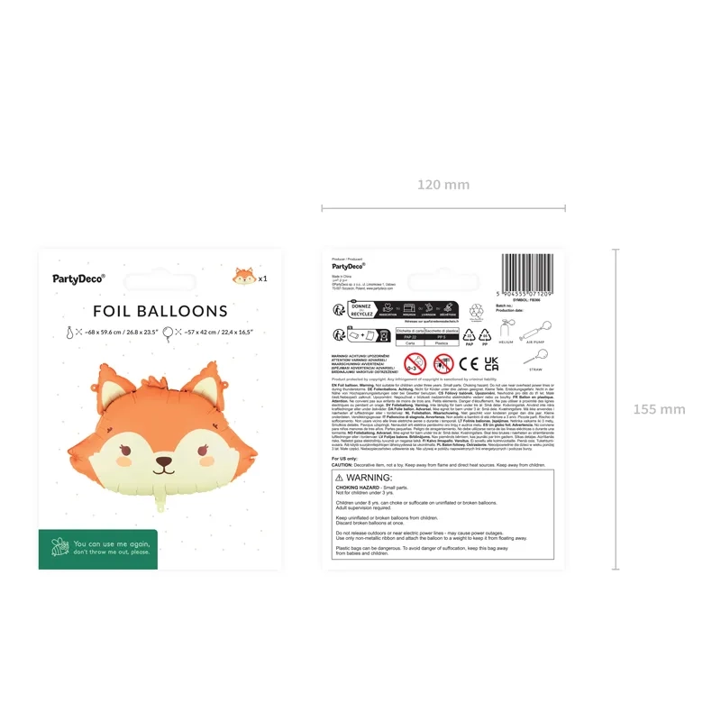 Palloncino in alluminio volpe arancione