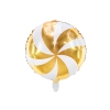Balon folie Lollipop alb-auriu, 35 cm, finisaj mat