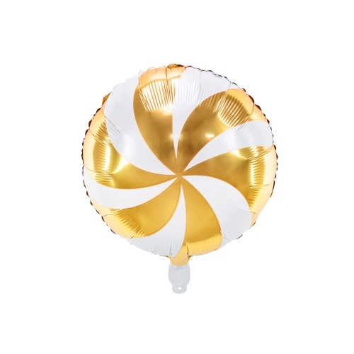 Balon folie Lollipop alb-auriu, 35 cm, finisaj mat