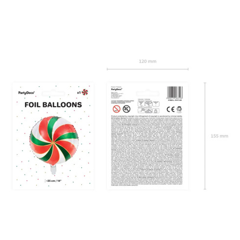 Fólia lufi Lollipop, matt, piros-zöld, 35 cm Fólia lufi Lollipop, matt, piros-zöld, 35 cm