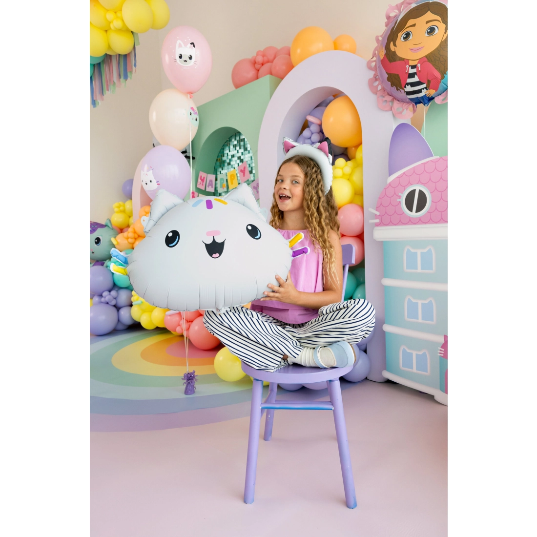 Balon folie pisicuța Cakey 67x43 cm – mix de culori