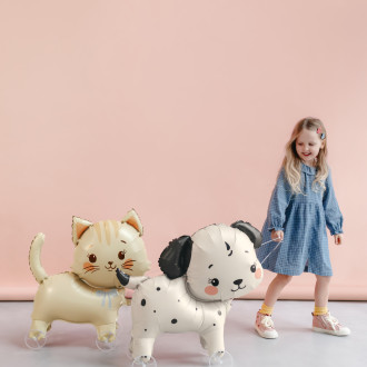 Folijski balon mačka na kotačićima bež