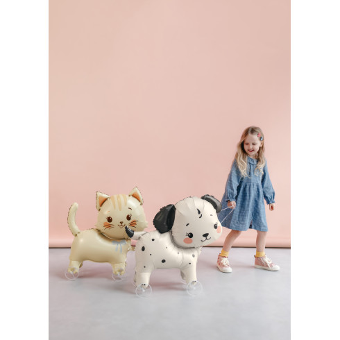 Folijski balon mačka na kotačićima bež