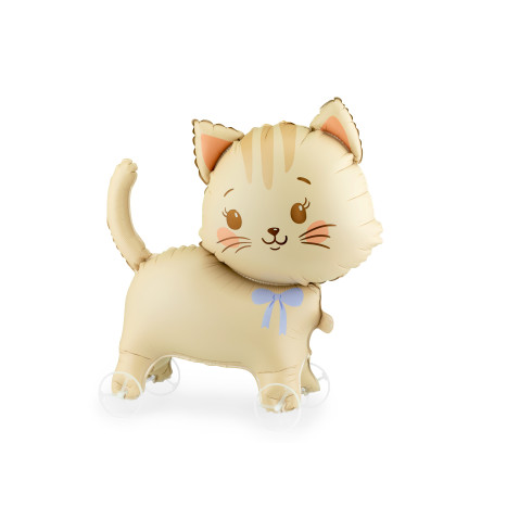 Folijski balon mačka na kotačićima bež