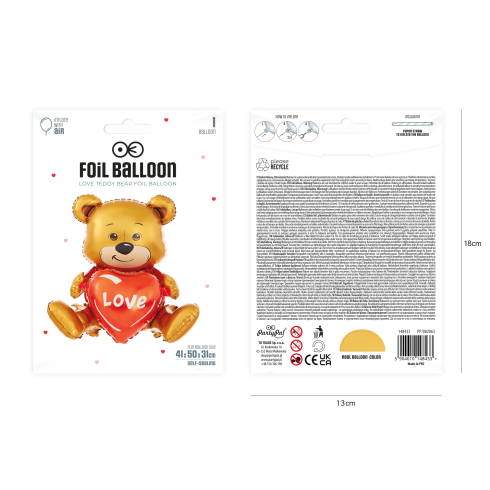 Fóliový balón medvedík so srdcom love dekorácia