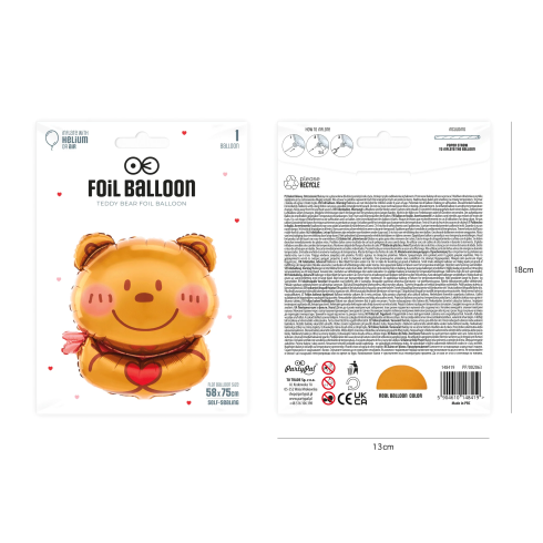 Fóliový balón medvedík so srdiečkom