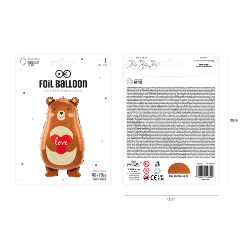 Fóliový balón medvedík srdce Love