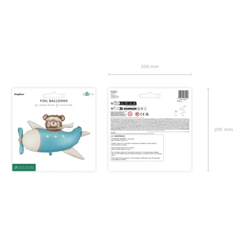Folija balon medvjedić u avionu svijetloplavi