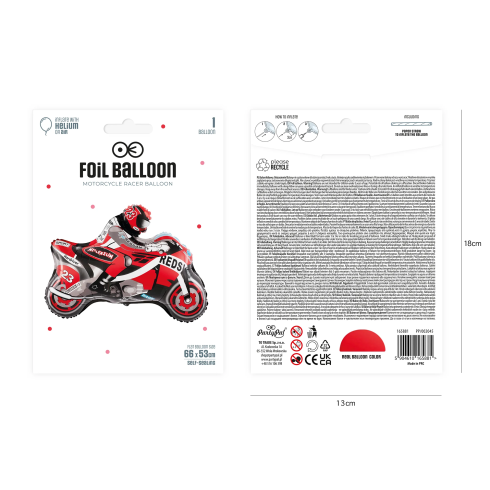 Fóliový balón motorka červená na párty