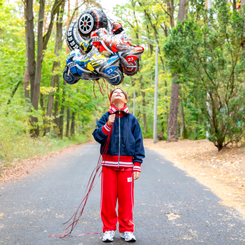 Fóliový balón motorka modrá