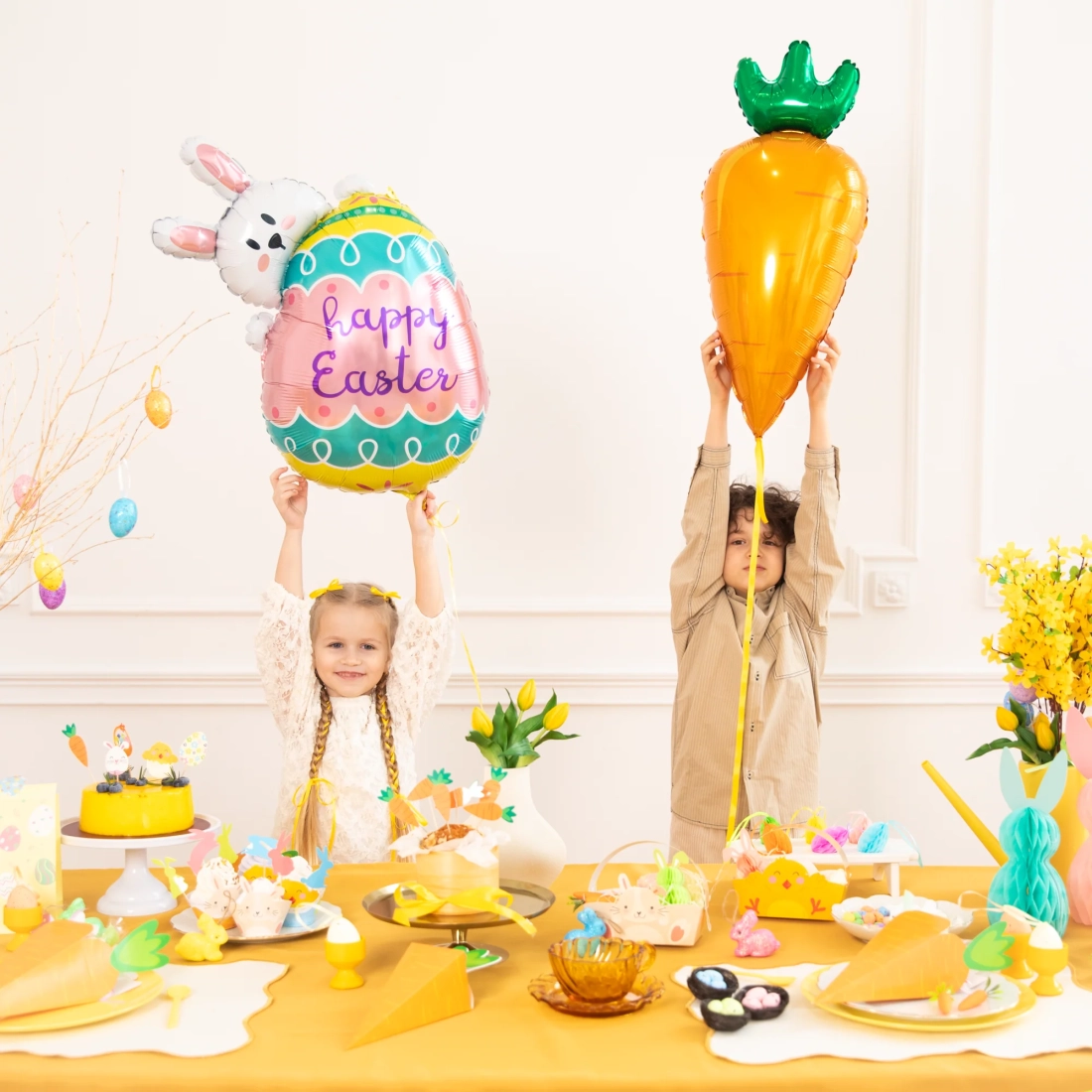 Balon din folie în formă de morcov portocaliu-verde pentru petrecere