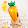 Balon din folie în formă de morcov portocaliu-verde pentru petrecere