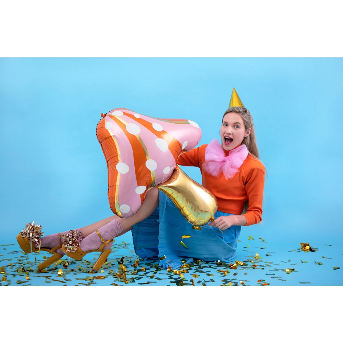 Balon folie Ciupercuță 66x75 cm – mix mat de culori cu imprimeu auriu