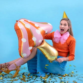 Fóliový balón Muchotrávka 66x75 cm – matný mix farieb so zlatou potlačou