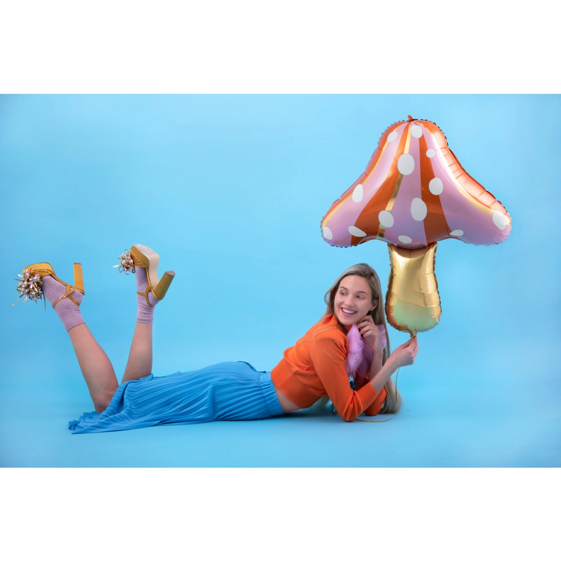 Balon folie Ciupercuță 66x75 cm – mix mat de culori cu imprimeu auriu